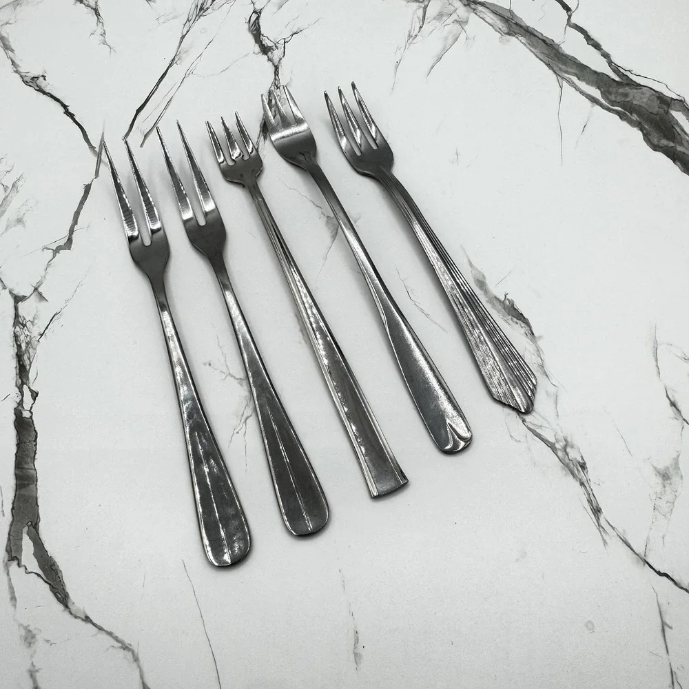 Stainless Cocktail Seafood Forks Flatware Vintage Mixed Lot of 5 MCM